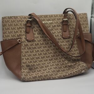 Michael Kors Brown and Tan MK Logo Tote